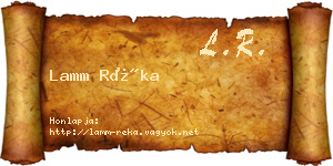 Lamm Réka névjegykártya
